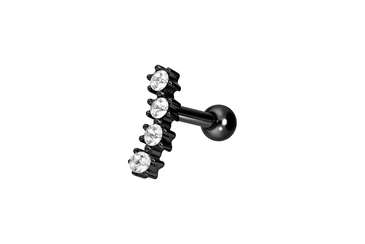 Titan Ohrpiercing mit Innengewinde 4 EINGEFASSTE KRISTALLE